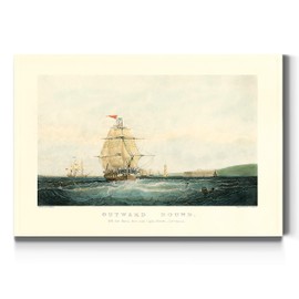 Landscape Style Canvas Wall Art: Rustic Italian, Modern Countryside, Romantic Mediterranean, Neutral Oceans Sailing Ships, Lighthouses & Beach Abstract Art Ready to Hang - Outward Bound 18X27