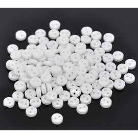 100 White Round 6mm Resin Buttons with 2 Sewing Holes. for Clothes Making, Art, Scrapbooking, and Many Other Crafts