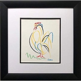 Pablo Picasso Rooster Custom Framed Serigraph 16.5" x 16.5"
