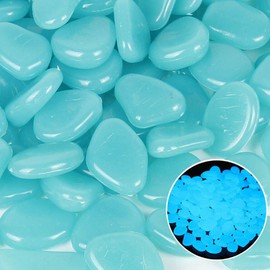 ETOPARS 200Pcs Light Blue Glow in The Dark Pebbles Rock Luminous Cobblestones Glowing Pebbles Stones for Garden Walkway Aquarium Fish Tank Patio Lawn Decoration