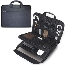 [Evoon] Multi PC Case 2.0 PC Case Laptop Case Gadget Pouch Back in Back (Navy, 13-13.3 inch)