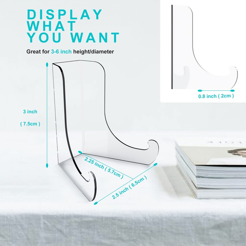 Boloyo Flat Back Acrylic Plate Display Stand , 3 Inch
