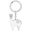 SHIGIE Stainless Steel Adorable Flowers Alpaca Keychain Llama Wild Animals Key Ring Jewellery For Women Car Backpack Key Gifts (Silver Plated)