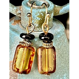 Etched Gold Earrings with Rustic Honey Beads Jewelry Earrings for Women #3298FE173