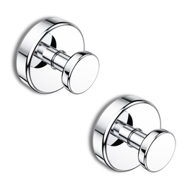 Bntuk Suction Cup Hooks for Shower, Removable Towel Hooks for Bathroom Window Glass Door Wall, Bath Robe Looafh Hook for Hanging - 2 Pack, Chrome