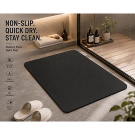 Black Non-Slip Floor Mat 40cm x 60cm - Durable and Water-Resistant
