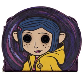 Button Eyes Coraline Parallel Universe Dark Fantasy Purse Zip Coin Pocket and Card Holder Purple, purple, Casual