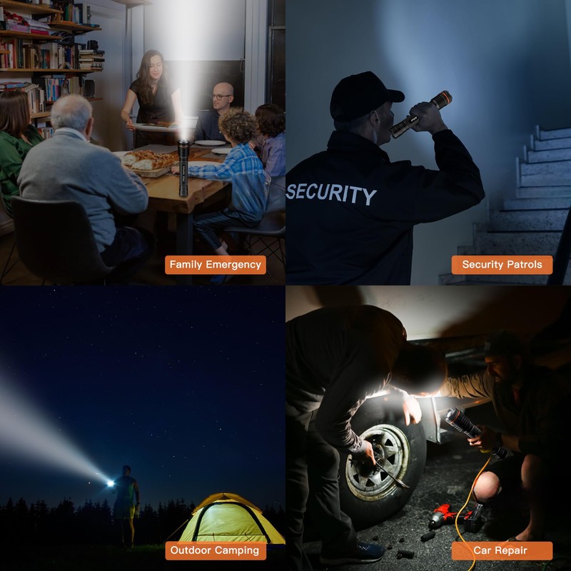 KunHe Heavy Duty Flashlight, 3 D Battery, High Lumens, Zoomable