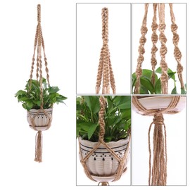Makramee Pflanzenaufhänger, Hängende Pflanzenaufhänger im Boho-Stil, 100% Natürliche Jute-Makramee-Blumenampel für Wohnzimmer, Macrame Plant Hangers Schlafzimmer, Balkon 90 cm