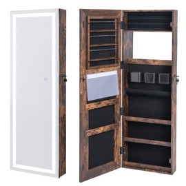 Costway Jewelry Armoire Cabinet Organizer w/Full Length Mirror & 2 Internal LED Lights