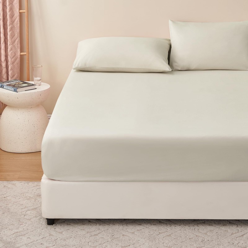 RUIKASI King Fitted Sheet Deep - Linen Bottom Sheet for