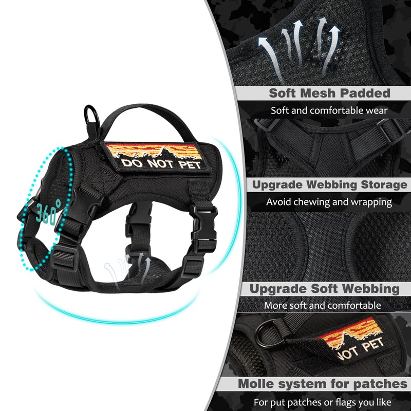 nanappice Tactical Cat Harness for Walking, Adjustable Escape Proof Pet