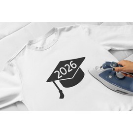 2026 Graduation Cap Iron On Decal, Heat Transfer Patch, HTV Graphic Class of 2026 TShirt Sticker, DIY Crafts, Pick Size Color, Iron-On Almost Anything in 5 Min (Grass Green Glitter)