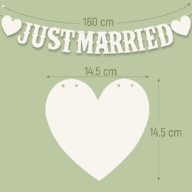 Just Married Garland Wedding Decoration Banner Hanging Wedding Garland Decoration Party Gift Idea for Bridal Shower Hen Night Photo Background Hanging Decoration Ceremony (Just Married)