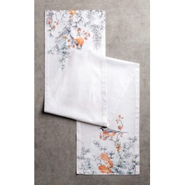 Maison d' Hermine Tablerunner 100% Cotton Decorative Washable Table Runners for Home, Kitchen, Dining, Party & Camping - Gifts for Mothers day (Whitish Shabby Chique, 37cm x 180cm )