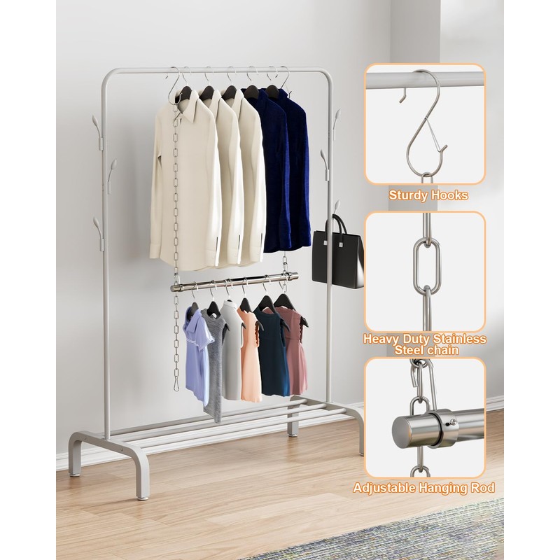 Hanging Closet Rod, Adjustable Width and Height Closet Rods Extender,