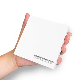 Tearable Square 3.9X3.9 300gsm Portable Fine Grain Watercolor Paper Pad Journal 40pgs (20 Sheets) Travel Size for Calligrapher Watercolour Sketch Book Notebook. White 1pc