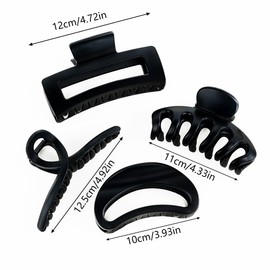 Hair Clips, 4 Pieces, Large Hair Clips, Suitable for Those with a Lot of Hair, Will Not Damage Hair, Firmly Fixed, Rust Resistant, PC Resin, Length 5.1 inches (13 cm) (Pluck)