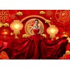 Withu Happy Chinese New Year Backdrop 2025 Red Gold Lantern