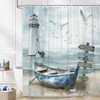 Uokiuki Nautical Coastal Shower Curtain, Ocean Beach Lighthouse Shower Curtain