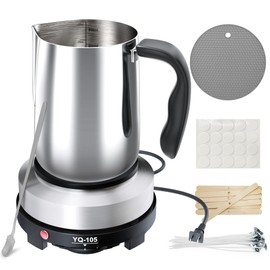 CasaCulina 2025 New Candle Making Kit with Hot Plate, Candle Making Supplies with Wax Melting Pot, Stirring Spoon, Anti-Scalding Pad, Candle Wicks, Wooden Wick Holders, Candle Making Pouring Pot
