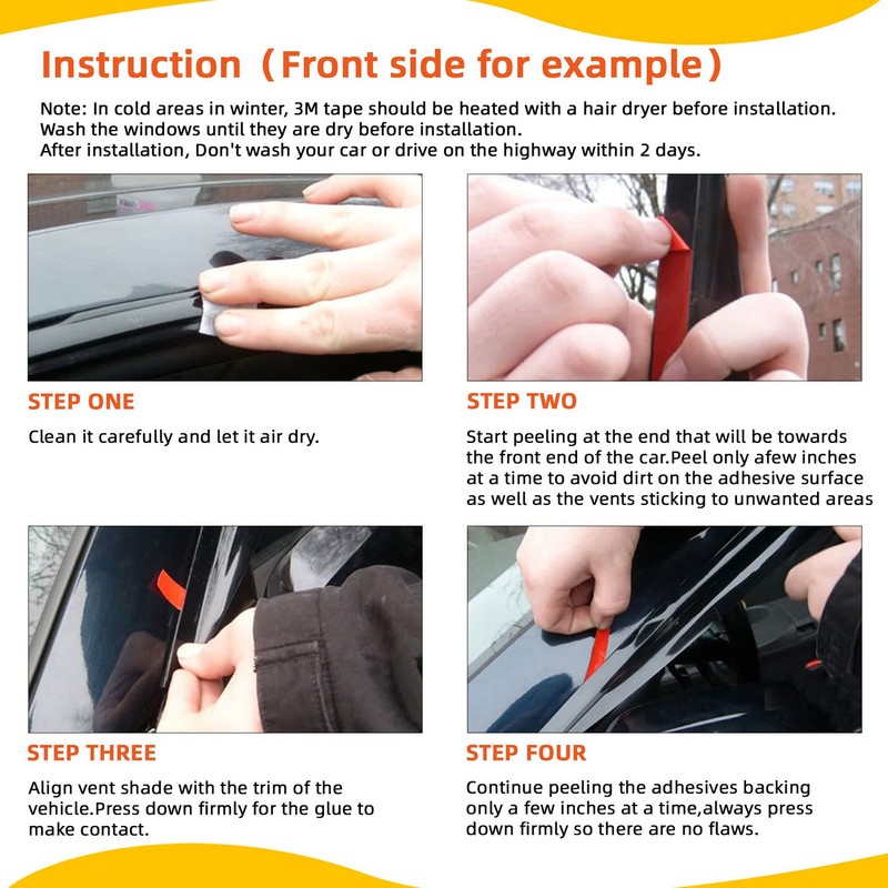 PLDDE Rain Guards Compatible with 2000-2004 Toyota Avalon Tape-On Side