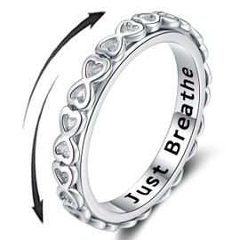 SOLOLIKE Infinity Heart Spinner Ring for Anxiety for Women: Sterling Silver Anti Anxiety Ring for Daughter Tiny Spinning Fidget Band Rings Stress Relieving Jewelry Gifts