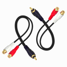 VCELINK RCA Y Splitter (8 Inch), 1 Male to 2 Female Stereo Audio Cable, Gold Plated Dual RCA Female Adapter for Subwoofer, Car Radio, Amplifier, TV, Digital Audio, 2 Pack