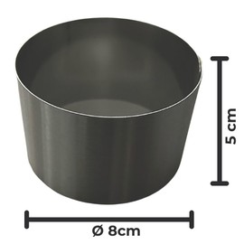FOODWARE ROAD Aro Para Pastel Ø:8cm Altura: 5cm Juego 10 Piezas Acero Inoxidable