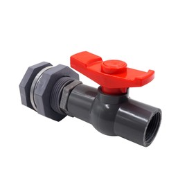 Horiznext rain Barrel Spigot 1 inch PVC Bulkhead Adapter 1" I.D. Female Thread Red Switch Valve Garden kit, for 5/2.5/50/55/100 Gallon Water Tank rainwater Stock