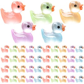 LUOZZY 100pcs Mini Resin Ducks Luminous Tiny Ducks Glow in The Dark Mini Duck Figures Fairy Garden Micro Landscape Aquarium Decorations, Random Color