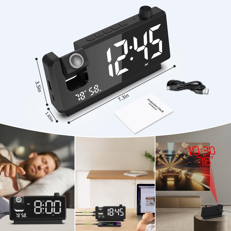 oviouit - Reloj despertador de proyección para recámara