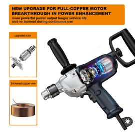 MAXXT Concrete Mixer,9A Handheld Cement Mixer,Drill Mixer with Spade Handle for Drilling and Mixing, Variable Speeds Mud Mixer for Mixing Cement, Motar,Mud, Paint, Fodder