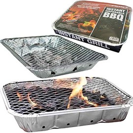 Quick And Easy Barbecue Instant Disposable BBQ - Ready To Cook In 15 Minutes - Mini BBQ Grill - Includes Tray, Charcoal, Lighting Paper and Wire Stand - Great for Meat, Fish and Veggies (10)