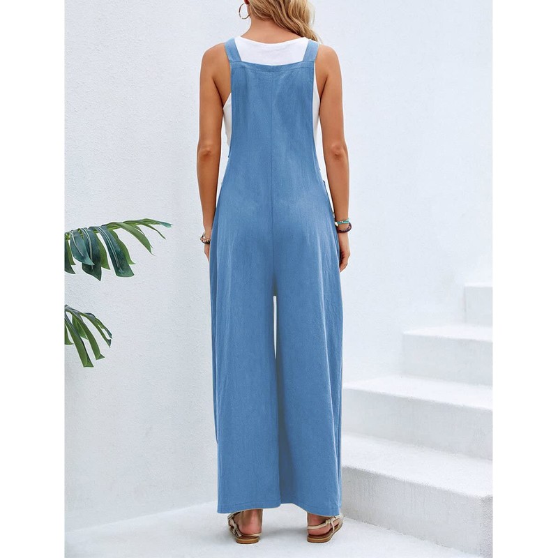 CHARTOU Overol con peto para mujer, sin mangas, holgado, de