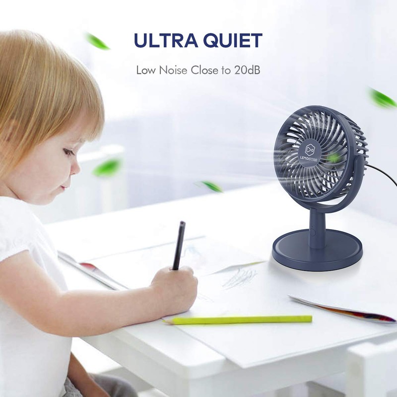Mini Desk Fan, USB Powered Desktop Fan with 4 Speeds,