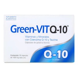 Green-vit Q10 30 Caps 1.4 G Vitamina B2 Y Vitamina A Taurina