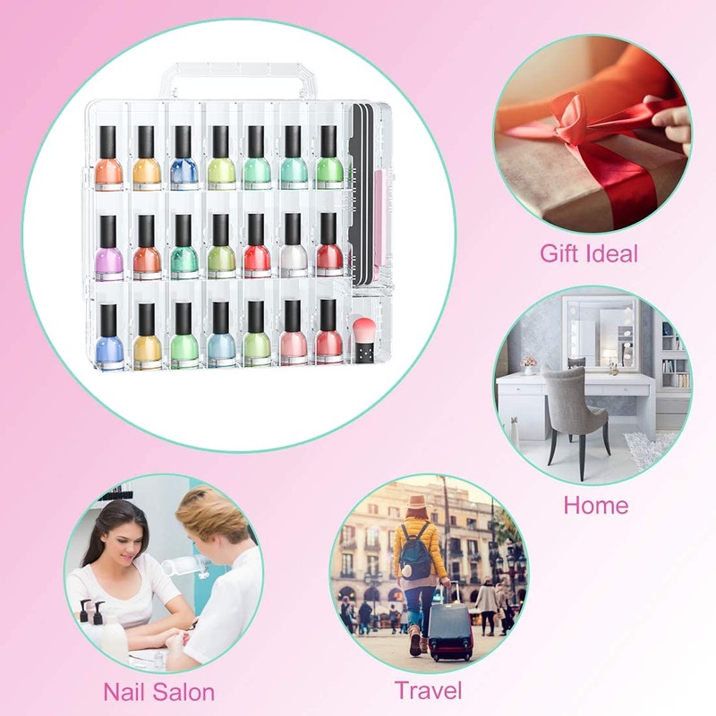 JIASHENG Two Nail Polish Organizer Case Holders, 48 Bottles Universal