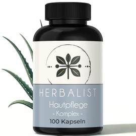 Herbalist Hautpflege Komplex – 100 vegane Kapseln mit Aloe Vera, Hagebutte, Gotu Kola, Grüntee, Astaxanthin & Grapefruit – Rezeptur für dein tägliches Pflegeritual, laborgeprüft, ohne Zusätze