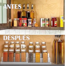 Estante expandible para especias de 3 niveles, antideslizante, organizador de encimera o alacena                                                      