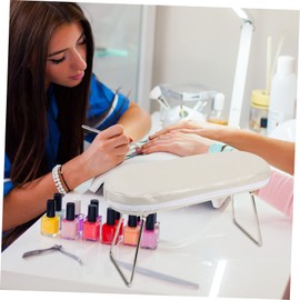 Minkissy Nail Art Hand Pillow Nail Arm Rest Cushion with Folding Bracket Pu Leather for Salon Use Stylish Design for Comfortable Manicure Sessions