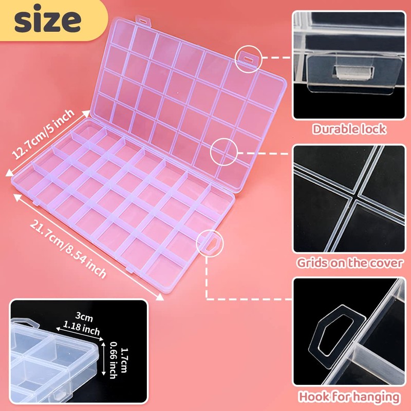 IOOLEEM 28 Grids Plastic Bead Organizer Box, Organizer Container Storage