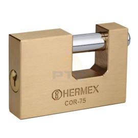 Hermex COR-75 Anti-Pry Padlock, 75mm, Traditional Keyed Brass Body
