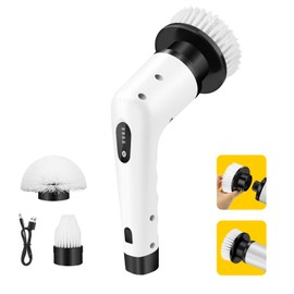 Elektrische Reinigungsbürste, Schnurlose Reinigungsbürste, 3 Reinigungsbürstenköpfe, Reinigungsbürste Elektrisch für Bad, Küche, Fliesen, Böden und Badewannen