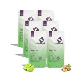 Tailwind Nutrition High Carb Fuel, 90 g High Intensity Carbs (2:1 Glucose:Fructose) + Electrolytes, Gluten‑Free, Vegan, Ginger Lime, Single‑Serving 6 Pack