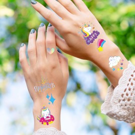 Glitter Unicorn Temporary Stickers 115 Counts for kids Pink Rainbow Unicorn Fake Tattoo Birthday Party Favors Goodie Bag Decor Arts and Crafts School Classroom Rewards for Girls and Boys (S Unicorn)