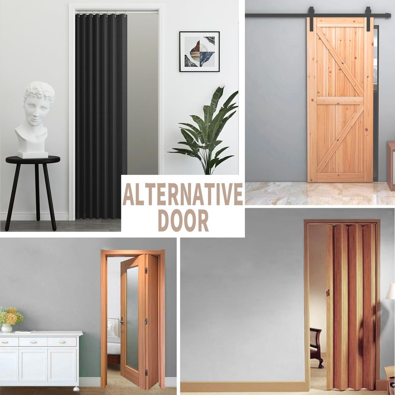 Vatge Closet Door Curtain Room Divider Drapes, Pleated Folding Style