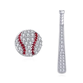 KZX Baseball Earrings Stud 925 Sterling Silver Sports Zirconia Earrings Softball Studs Earrings Player Sports Fan Gift Jewelry for Women