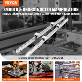 VEVOR Linear Rail Slide SBR20-1200mm 2 PCS and 4 PCS SBR20UU Slide Blocks Linear Guide Rail and Bearings Kit for Automated Machines DIY Project CNC Router Machines