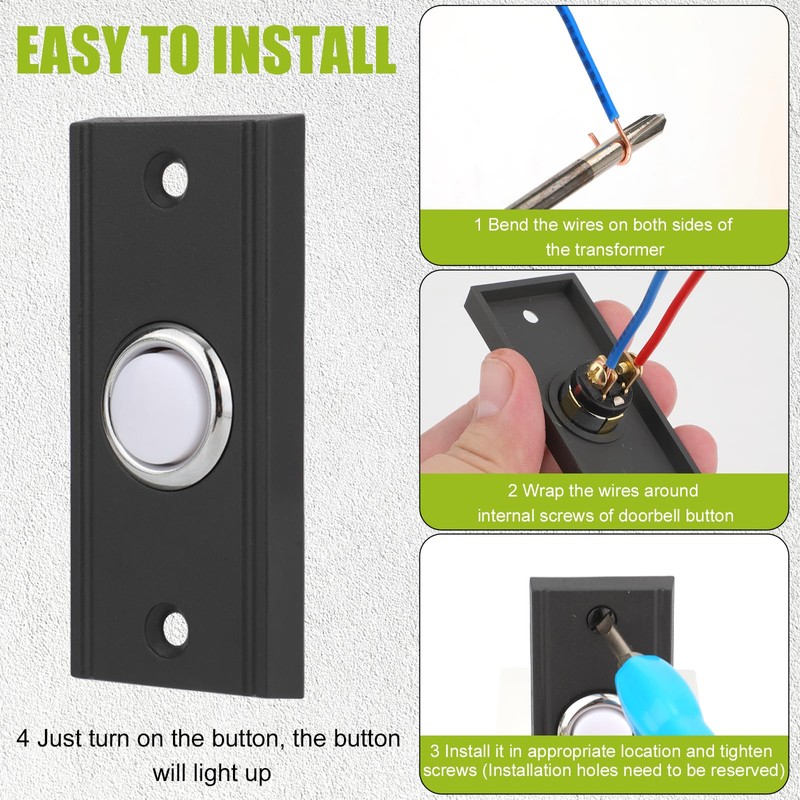 LED Lighted Doorbell Push Button, Round Doorbell Push Button Replacement